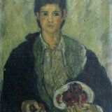 Душан Мишковић, Дечак са јабукама, 1950., уље на платну, 57 x 70cm